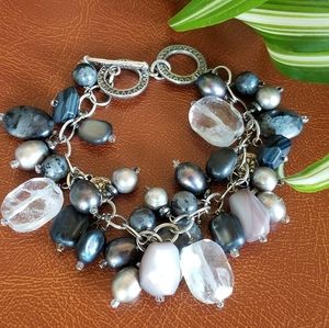 Silpada Sterling Silver Pearl & Stone Cha Cha Bracelet